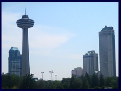 Niagara Falls skyline dominated by Skylon Tower and Hilton